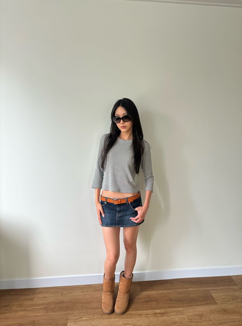 lowrise denim skort