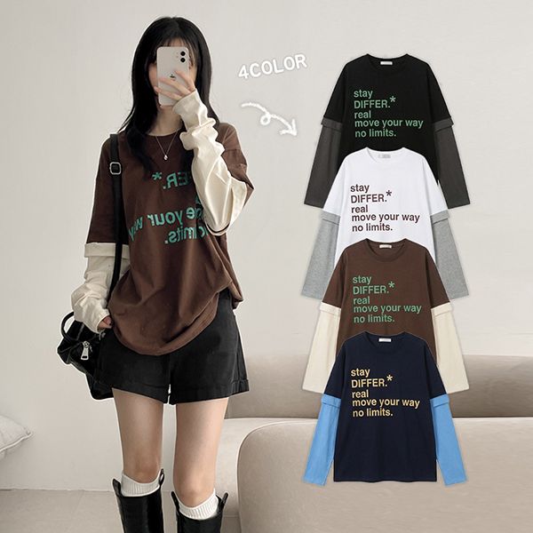 hijjoo(ハイチュー)の「パフロールアップ カラーブロック レイヤードロングスリーブTシャツ(5 colors)(トップス)」
