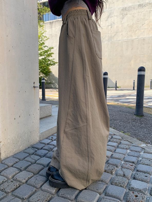 Pju Curved String Wide Banding Pants