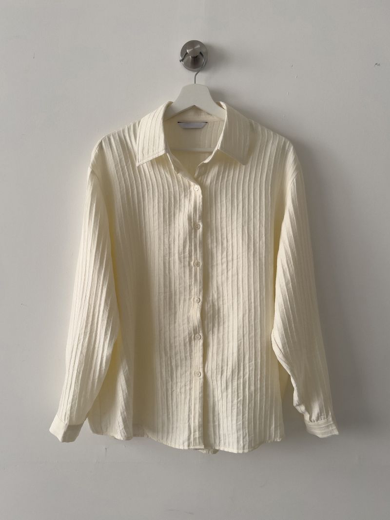 Embossed Wrap Stripe Over Fit Shirt