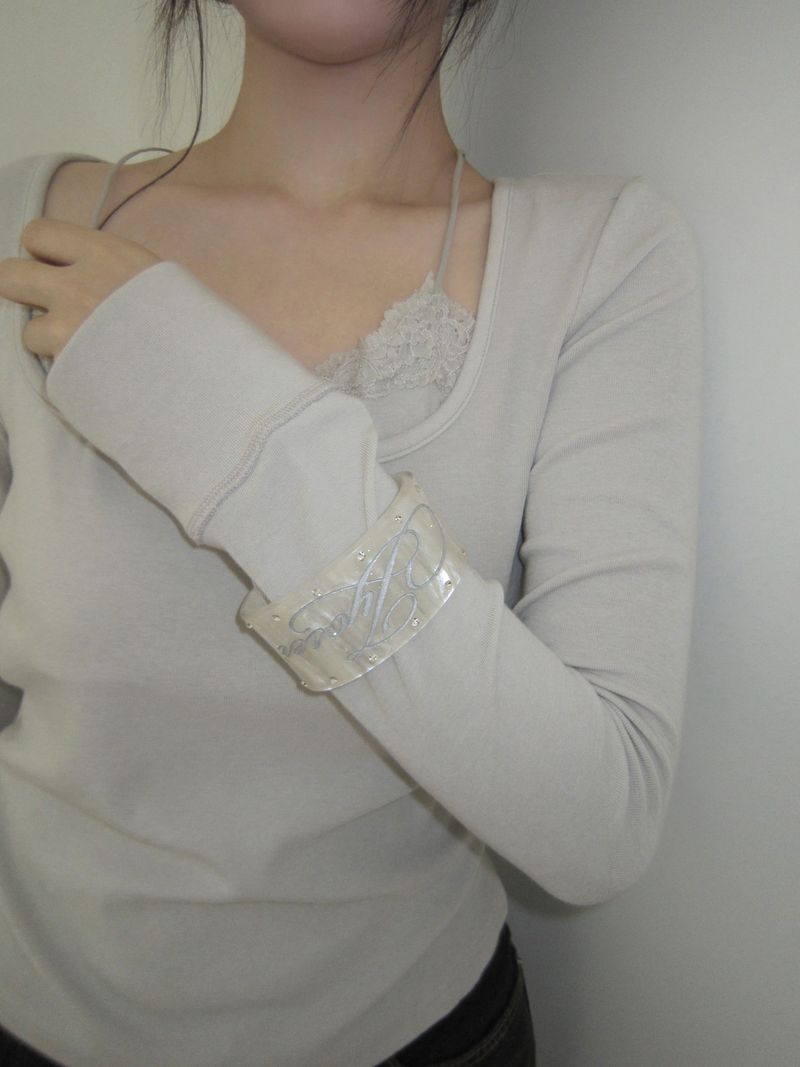 Nup Lettering Cubic Bangle Bracelet