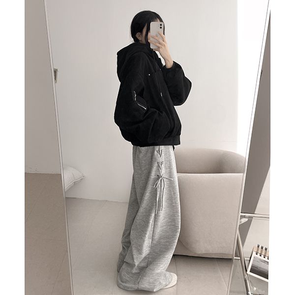Lucci Eyelet String Training Wide Pants (2 colors)
