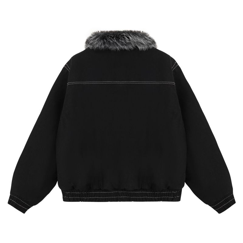 Miley Faux Fur Collar Buckle Zip-Up Jacket