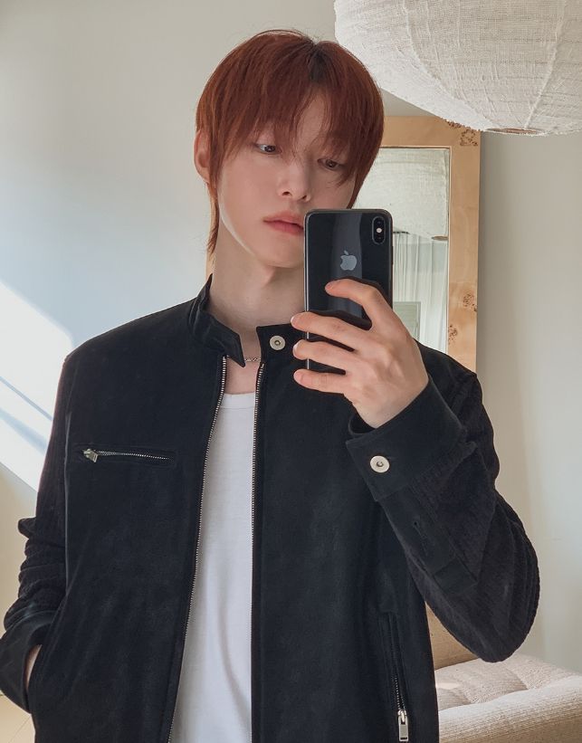 Ento Leather Knit Color Matching Rider Jacket