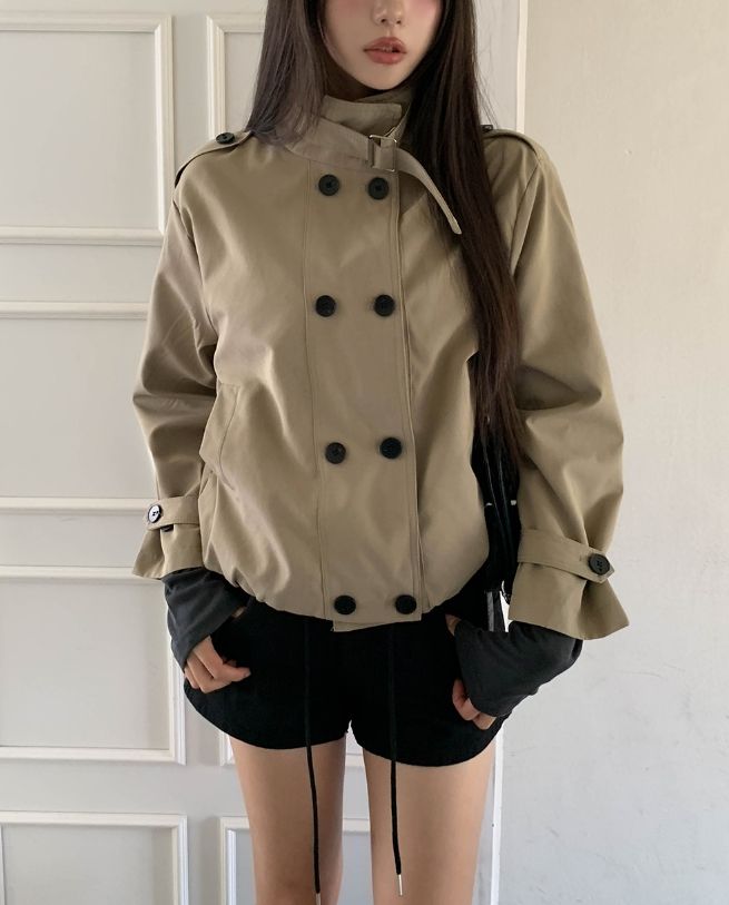 Monic High-Neck Buckle Trench Jacket