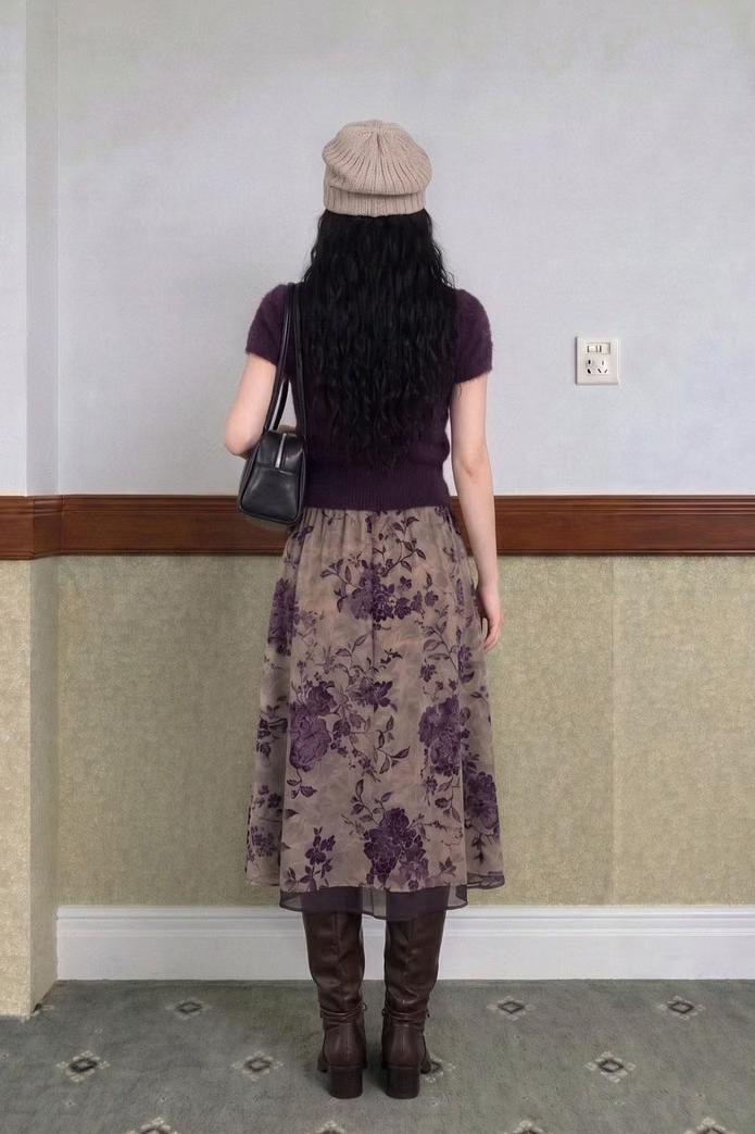 SHAGGY PUFF-SLEEVE KNIT (DEEP PURPLE)