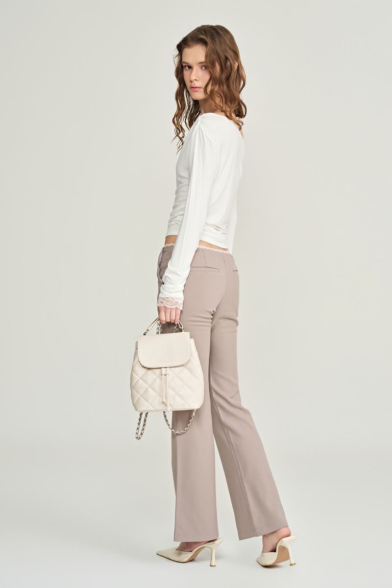 Ivy lace bootcut trousers, Taupe