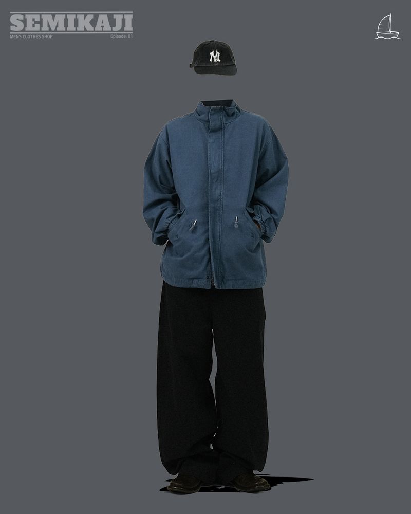 EA High-Neck Washed String Short Field Jacket