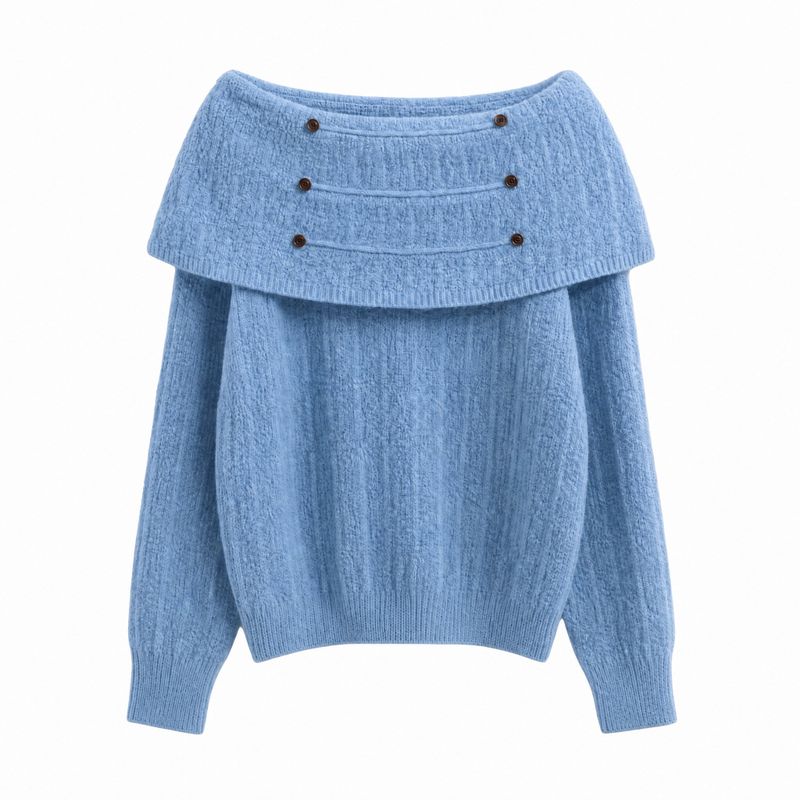 Eloa Button Off-Shoulder Knit Sweater