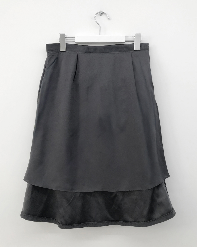 Low-tie midi skirt (2color)