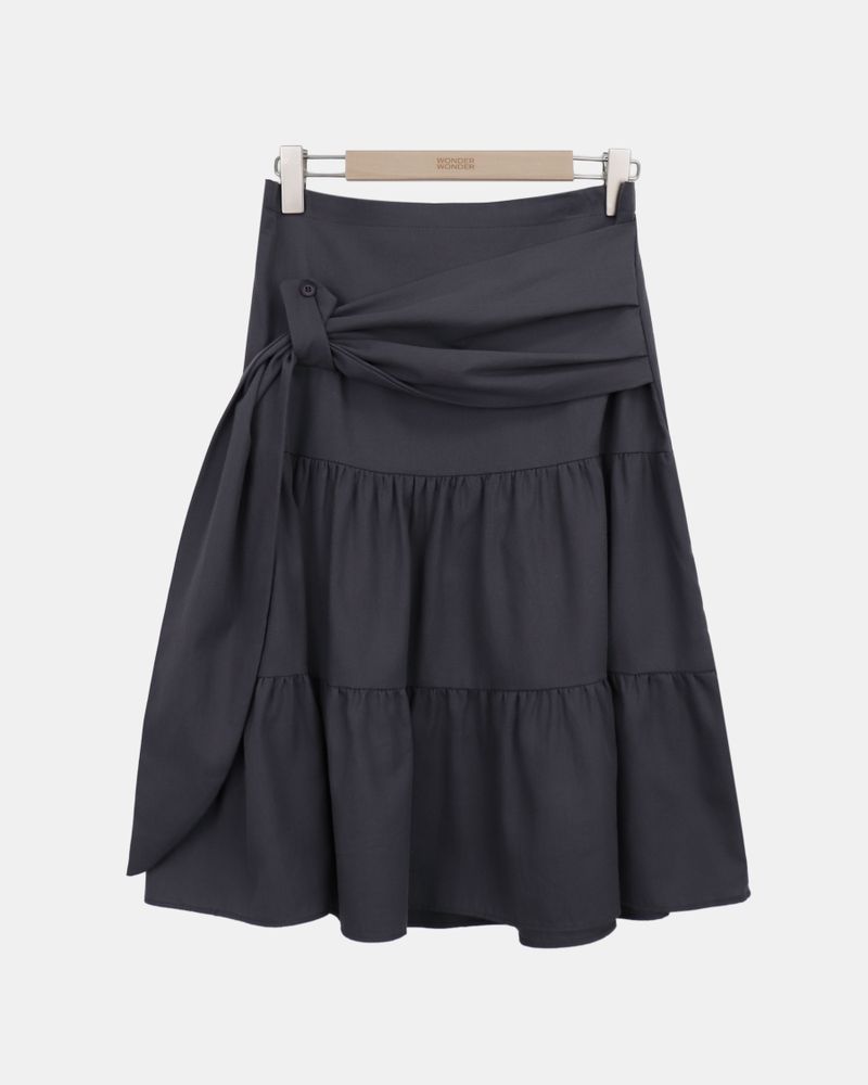 Punen Strap Tiered Midi Skirt