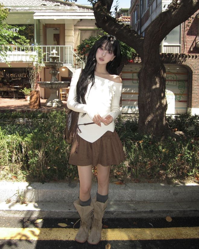 Nico Suede Flare A-line Skirt
