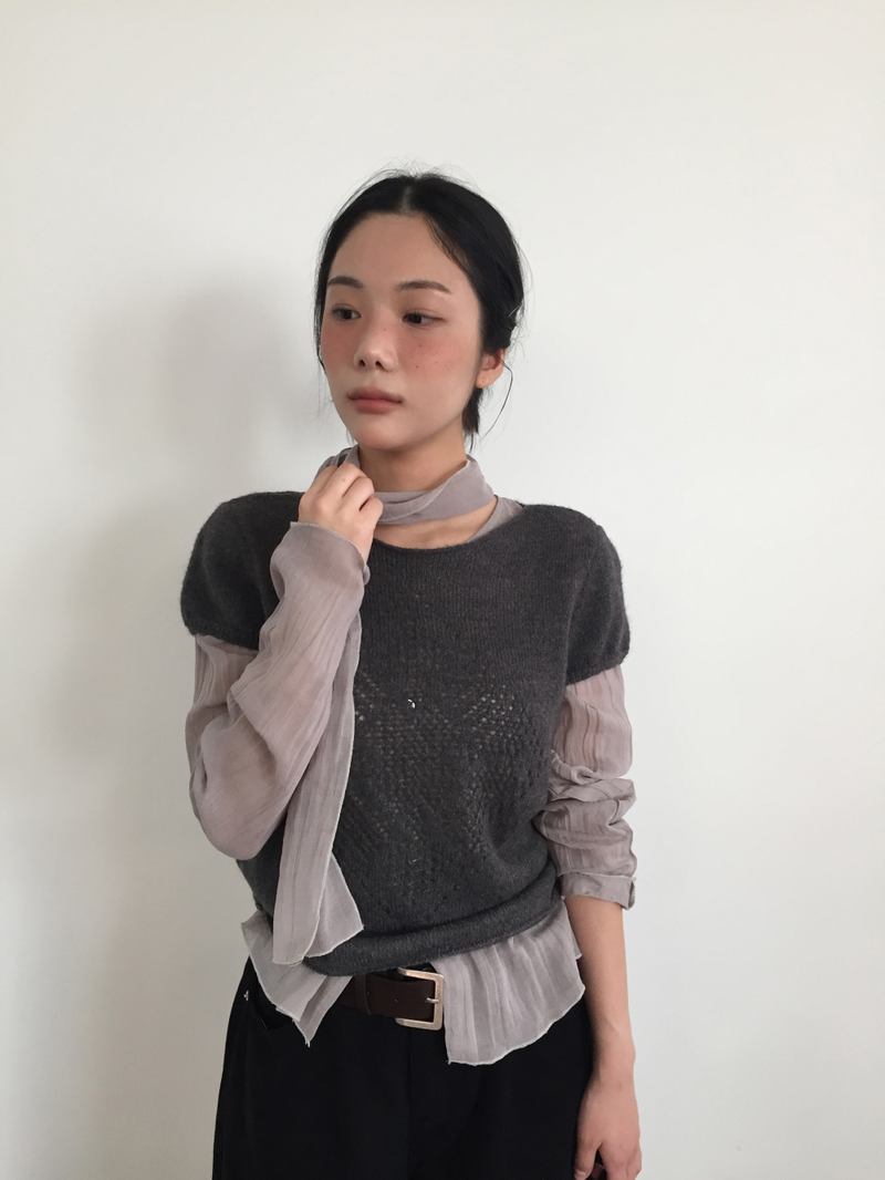 Boucla short-sleeve knit (4color)