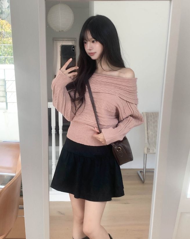 Blair Off-Shoulder Cable Knit