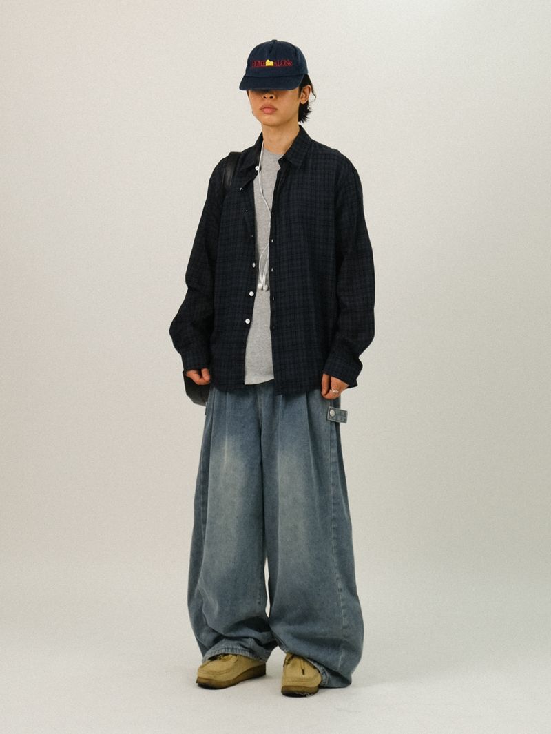 SH Snap Washed Wide-Fit Denim Pants