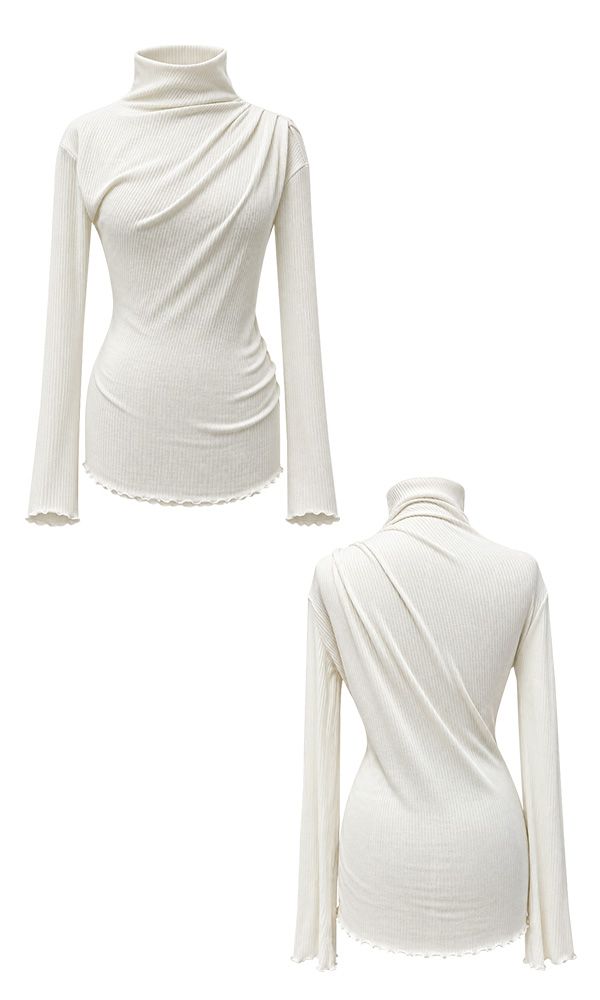 Cowl draped T-shirt Ivory