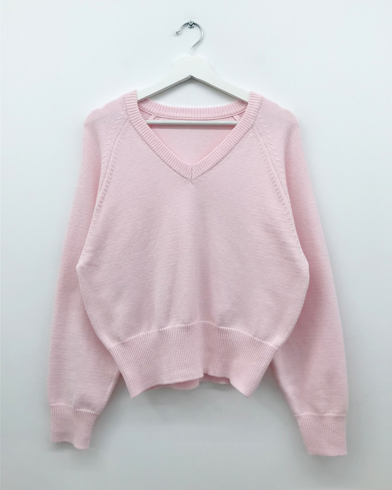 リービブVネッククロップドニット (4color)