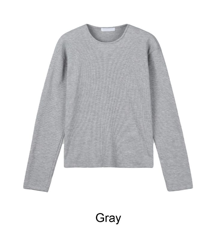Crew Waffle Crop Long Sleeve