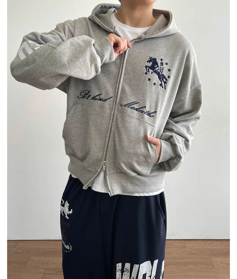 Spur Embroidery Hood Zip-up