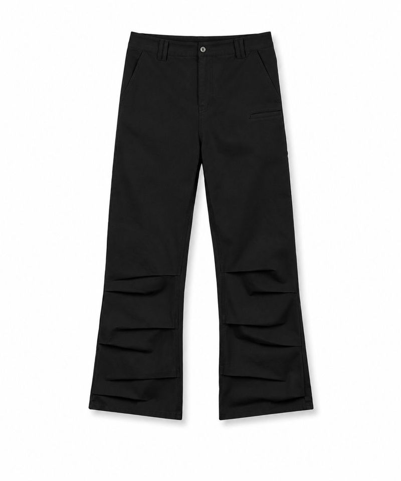 Washed Multi-Pocket Semi-Flare Pants - Black