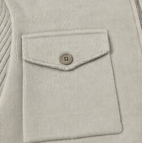 Horin Pocket Semi-Crop Knit Zip-Up