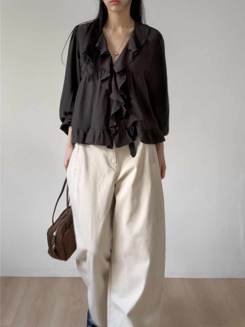 Pansy Frill V-Neck Blouse