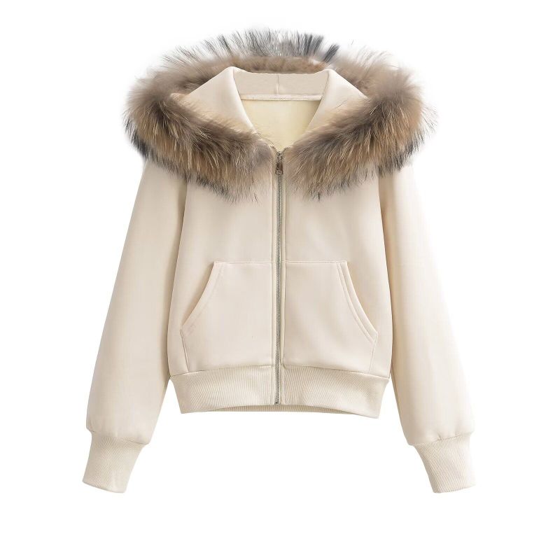 Basic Fur Hooded Zip-up