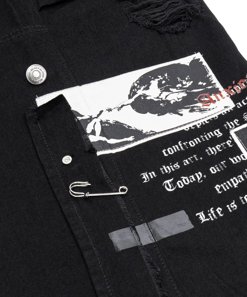 BBD アンクザイエティ アート パッチ ディストレスト コットン パンツ (Black)