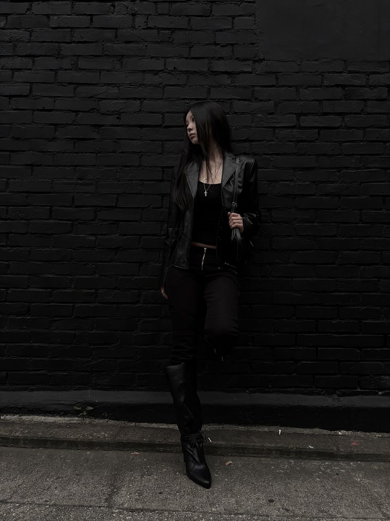 slim leather button jacket