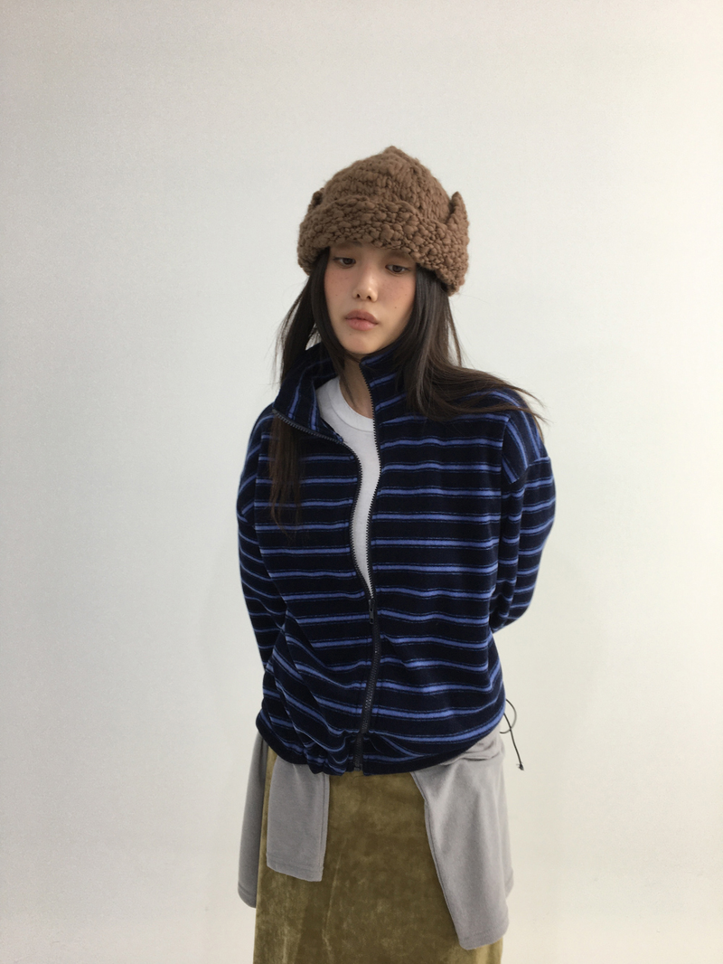Hippo Stripe Fleece Zip-up (3color)