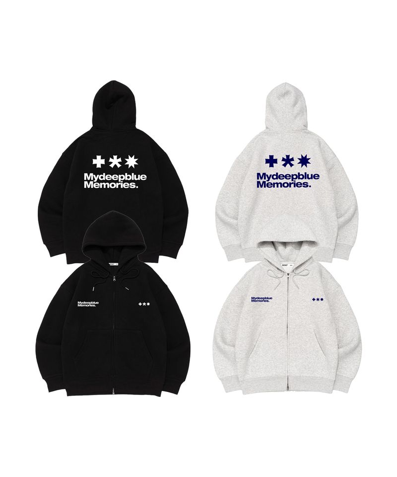 MYDEEPBLUEMEMORIES（マイディープブルーメモリーズ）の「(ZP) FW MM シンボルロゴフードジップアップ (4 COLORS)（トップス）」