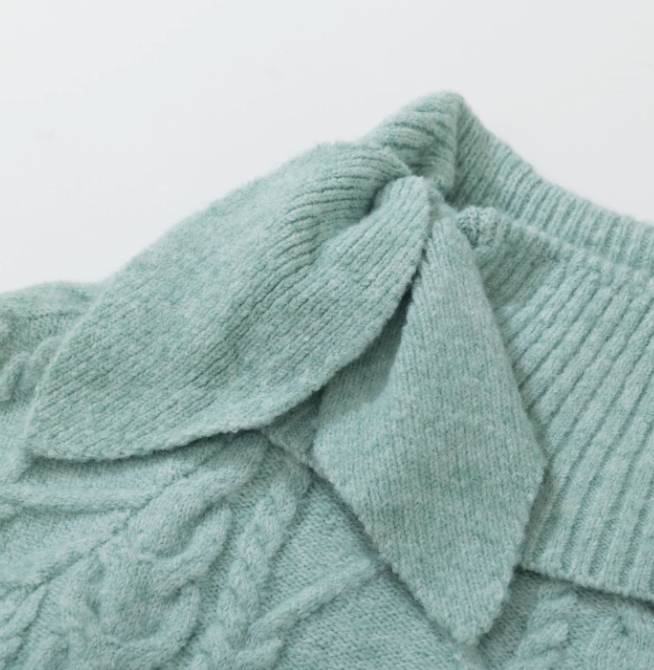 Ribbon Shawl-Collar Cable Knit