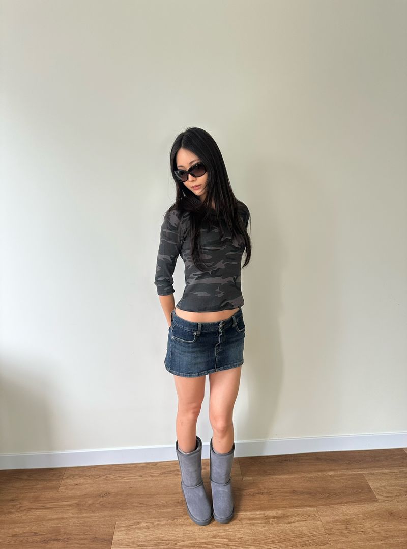 lowrise denim skort