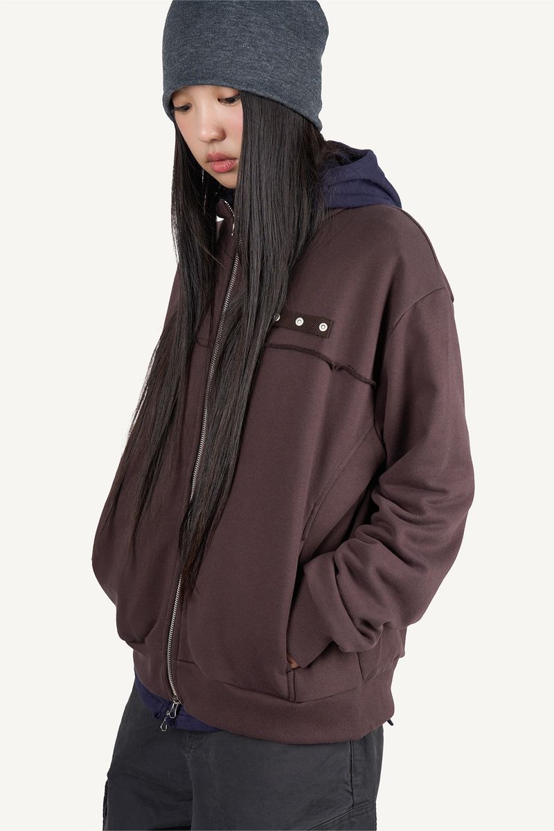 Rivet High-Neck Sweat Zip-Up
