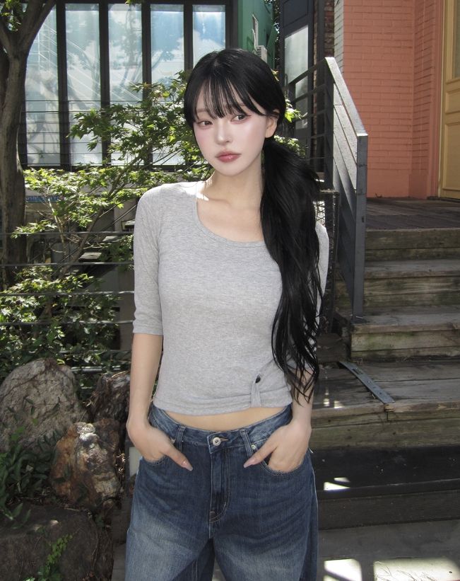 Mods Adjust Button Three Quarter T-shirt