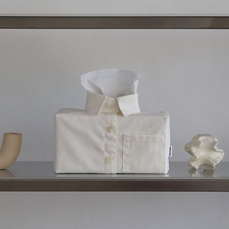 ポケット シャツ ティッシュ ケース (White) 