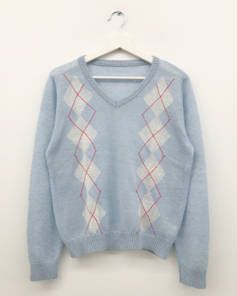 Fmang Mohair Argyle Knit (4color)
