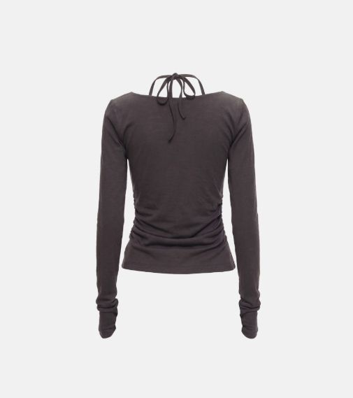 Cain Halter Shirring Long Sleeve