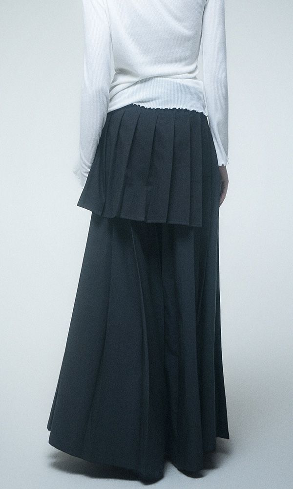 Pleated Wrap layered skirt