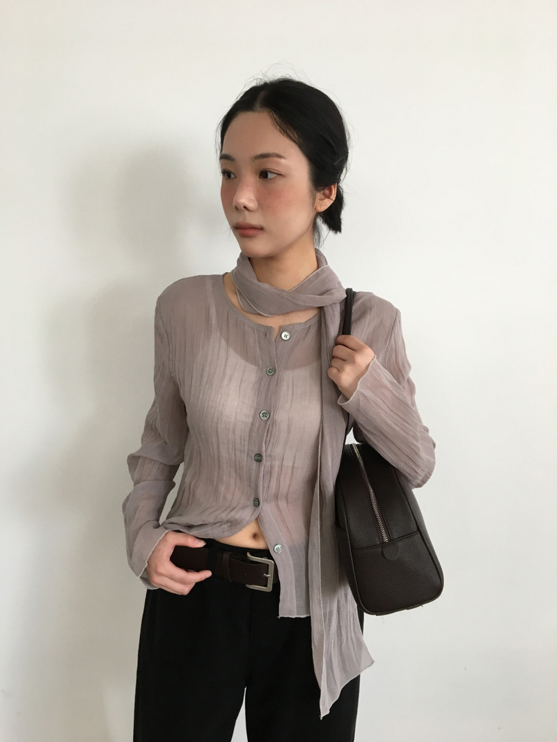 Sia Wrinkle Blouse + Scarf (2color)