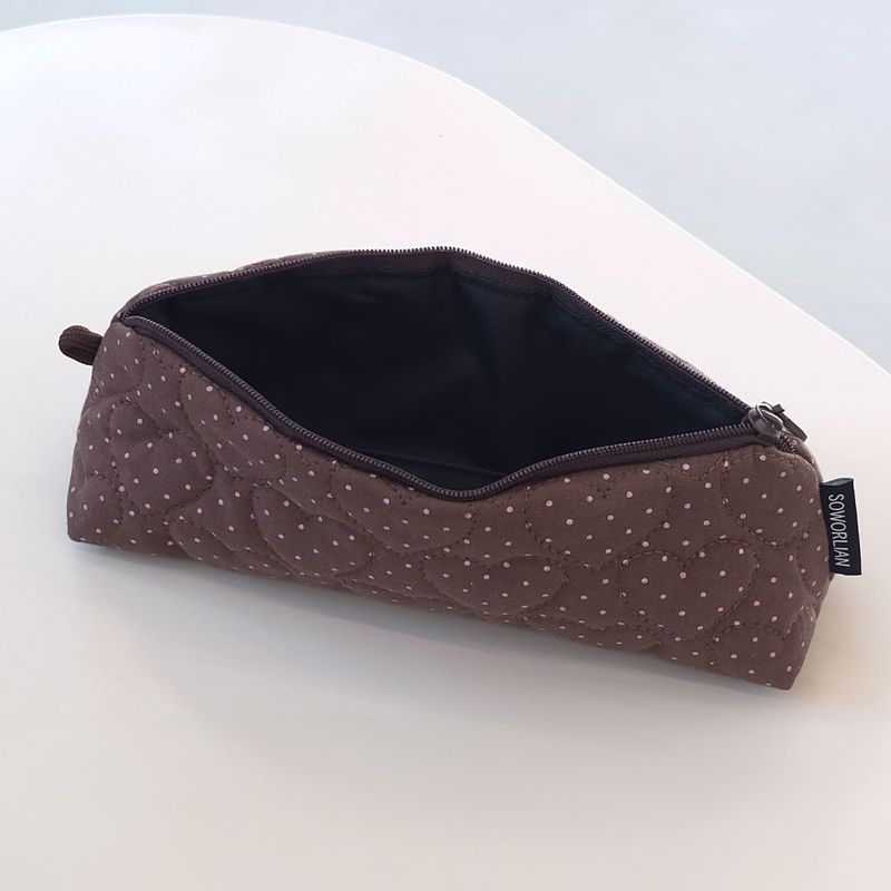 Triangle zipper Pencil Pouch_Petit Dot Brownie