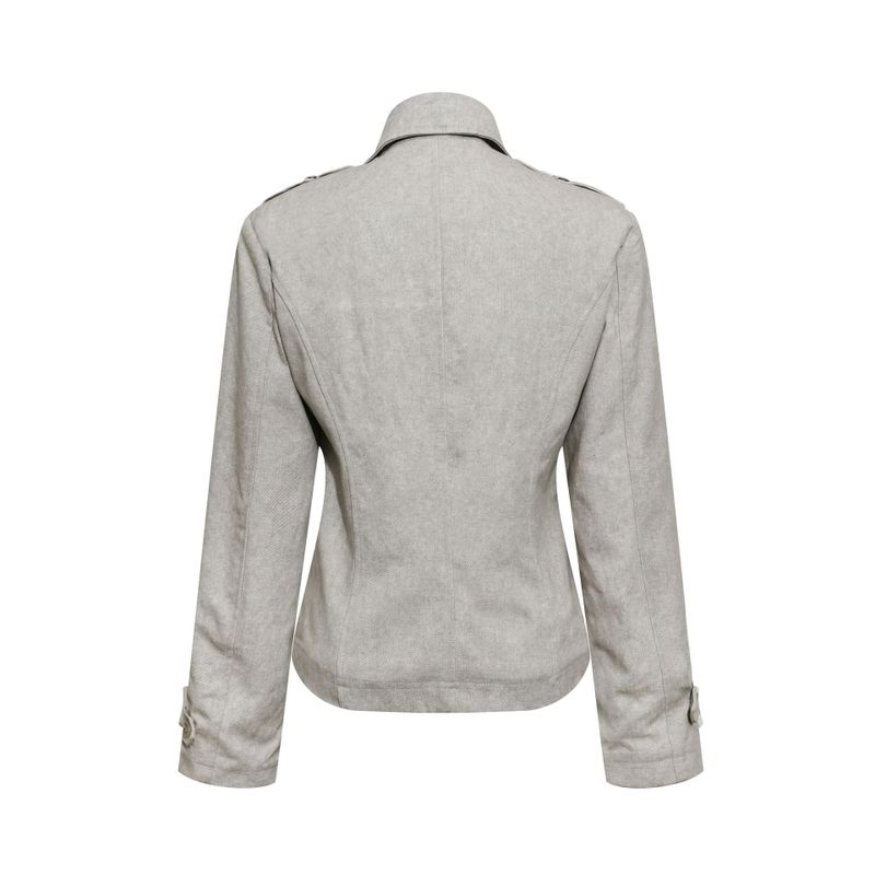High-Neck Double-Breasted Slim Jacket