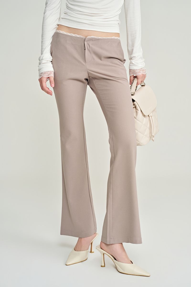 Ivy lace bootcut trousers, Taupe