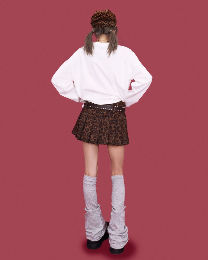 Pick! leopard skirt +belt (2color/속바지)