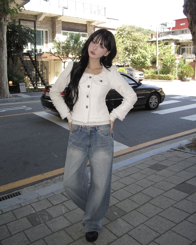 Mored Back Pocket Wide Denim Pants