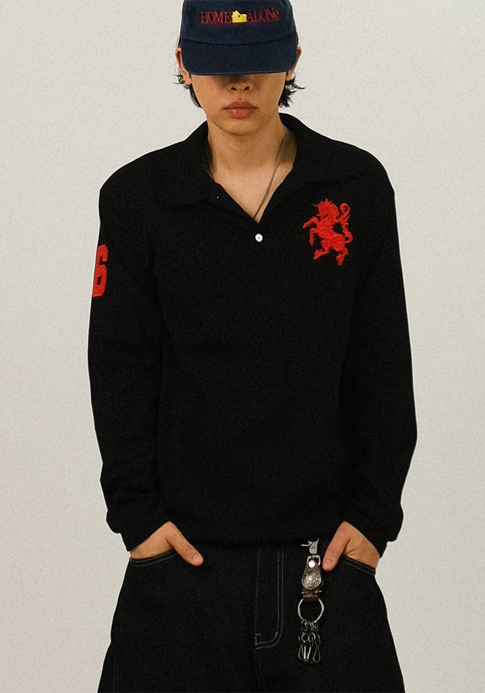 SEMIKAJI(セミカジ)の「DI Color Patch Embroidery Collar T-Shirt(Tops)」