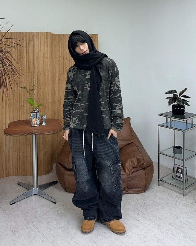 Demei Camo Waffle Long Sleeve