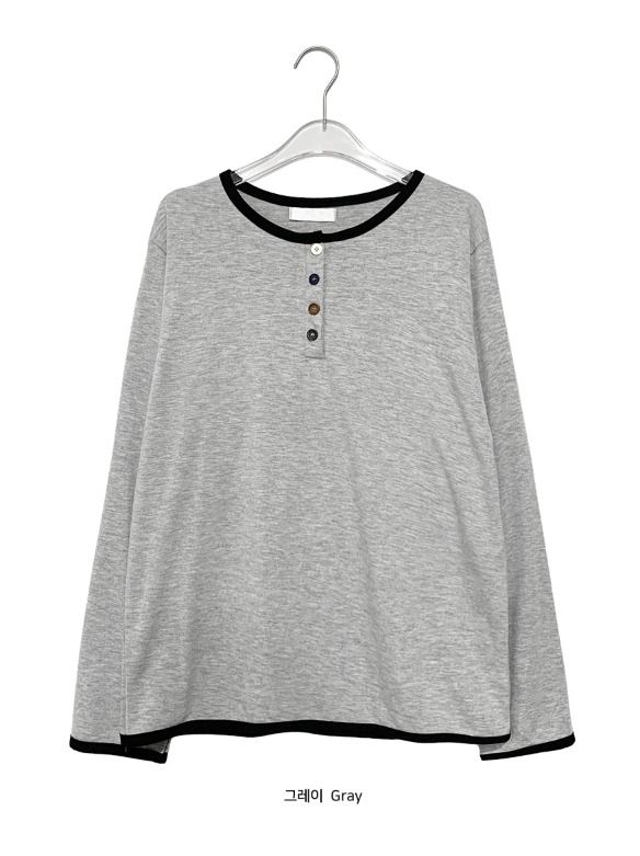 Tero Loose-Fit Henley Neck Long Sleeve Tee