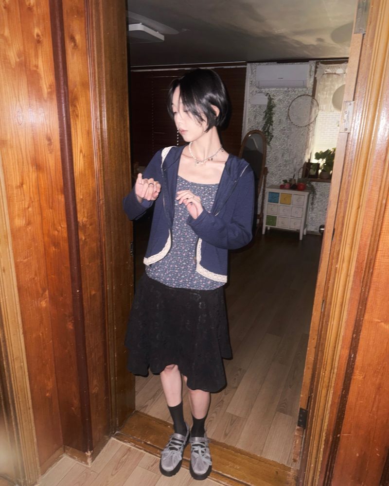 (2color) Rose Asymmetrical Flare Skirt