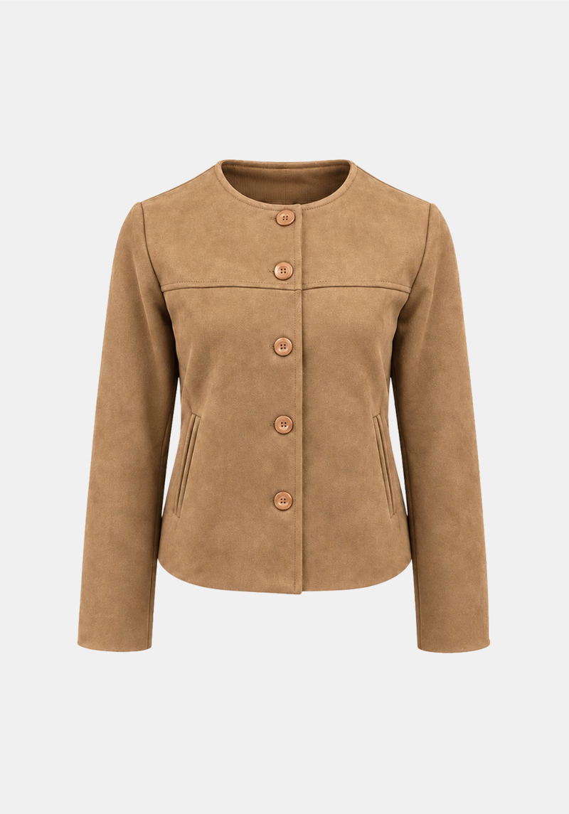 Round-Neck Suede Blouson Jacket
